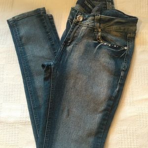 Diamante Women's Light to Dark Fade Gem Embellished Skinny Jeans Size 9